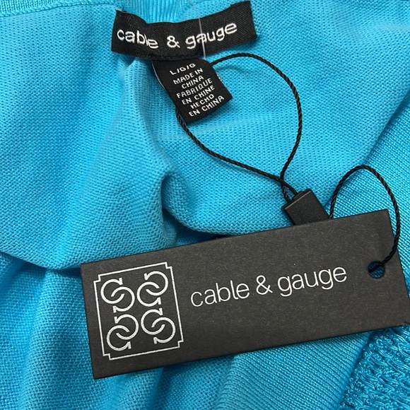 NEW Cable & Gauge Bright Blue Off the Shoulder Knit Blouse Women’s Size Large - Picture 4 of 8